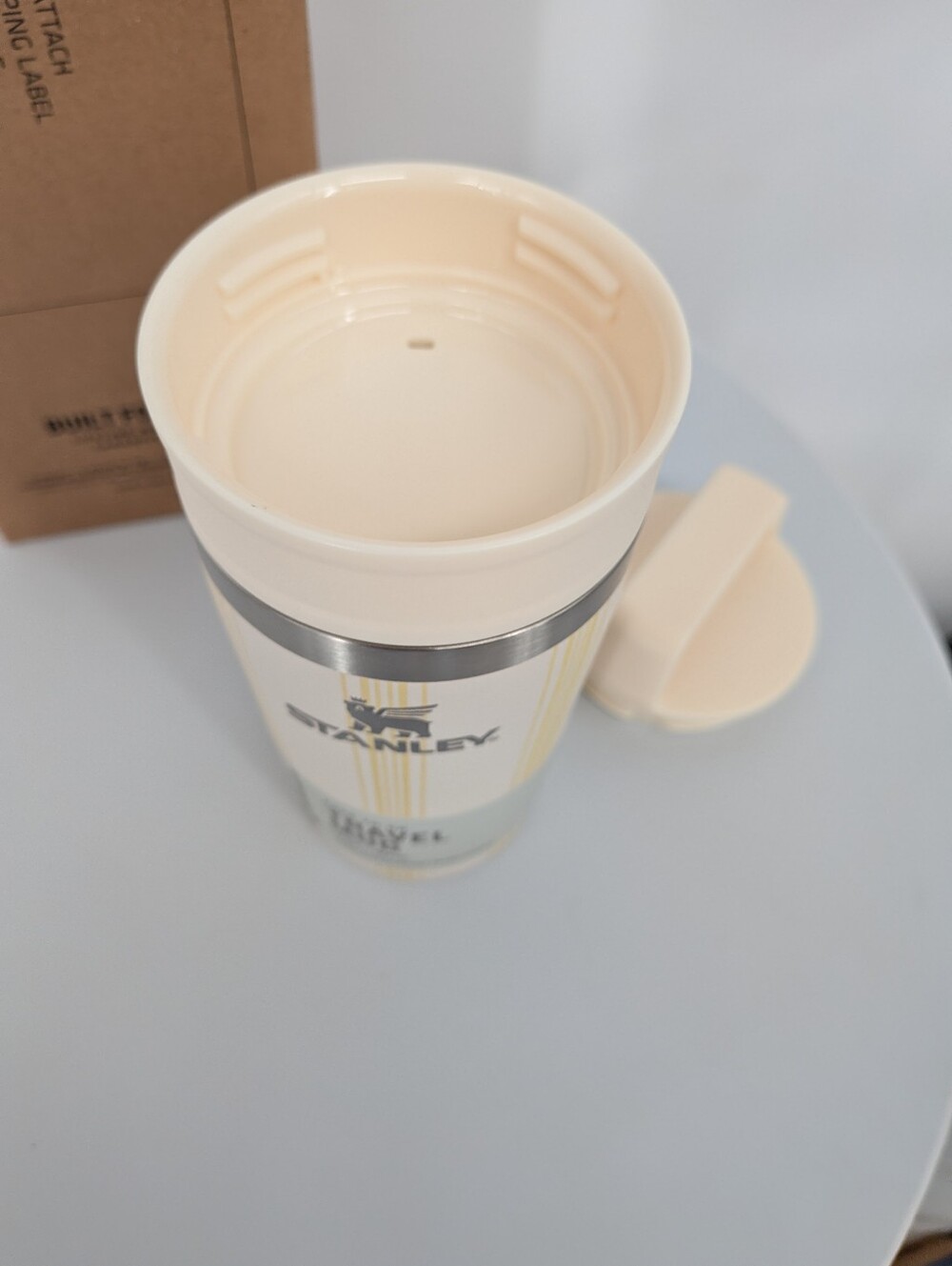 NEW STANLEY The Easter Café To Go Travel Mug cup Cream Picnic Stripe yellow 2026 - Picture 9 of 10